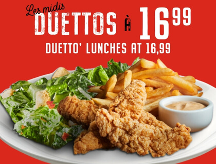 Duetto filets de poulet frit - Côte-Vertu